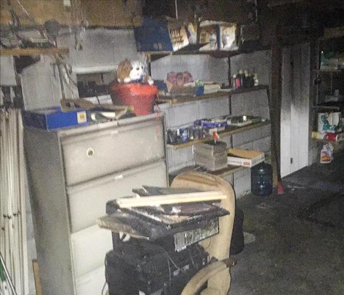 Fire damage in the garage