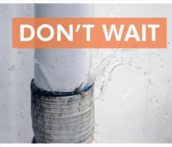 Leaking pipe with the phrase DON'T WAIT